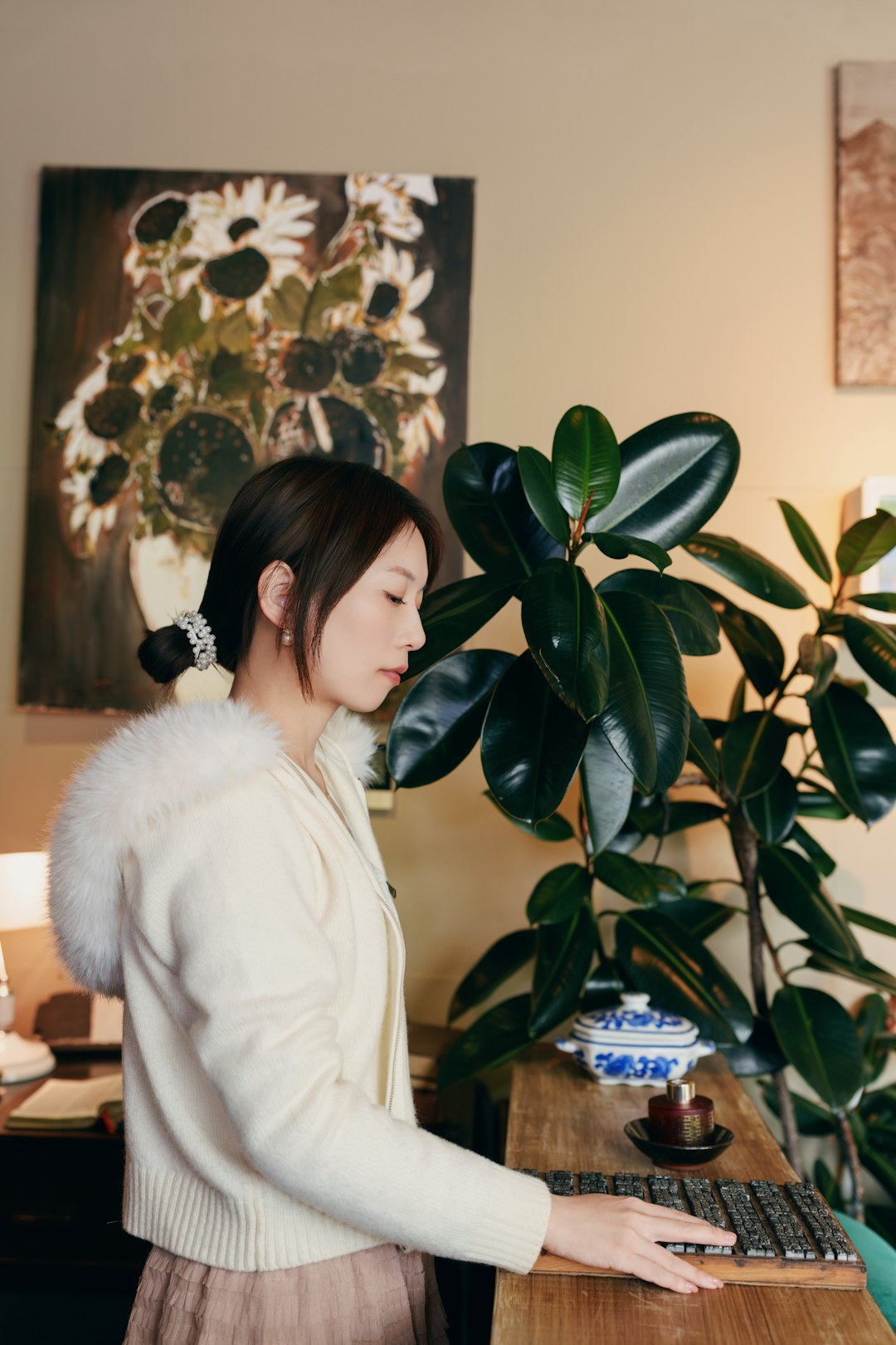 woman studying home